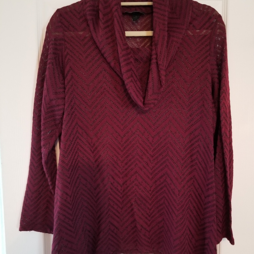 Sheer cowelneck tunic